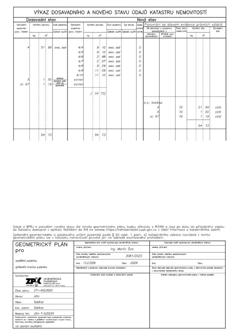 Prodej 5 stavebních pozemků - 5266m2
