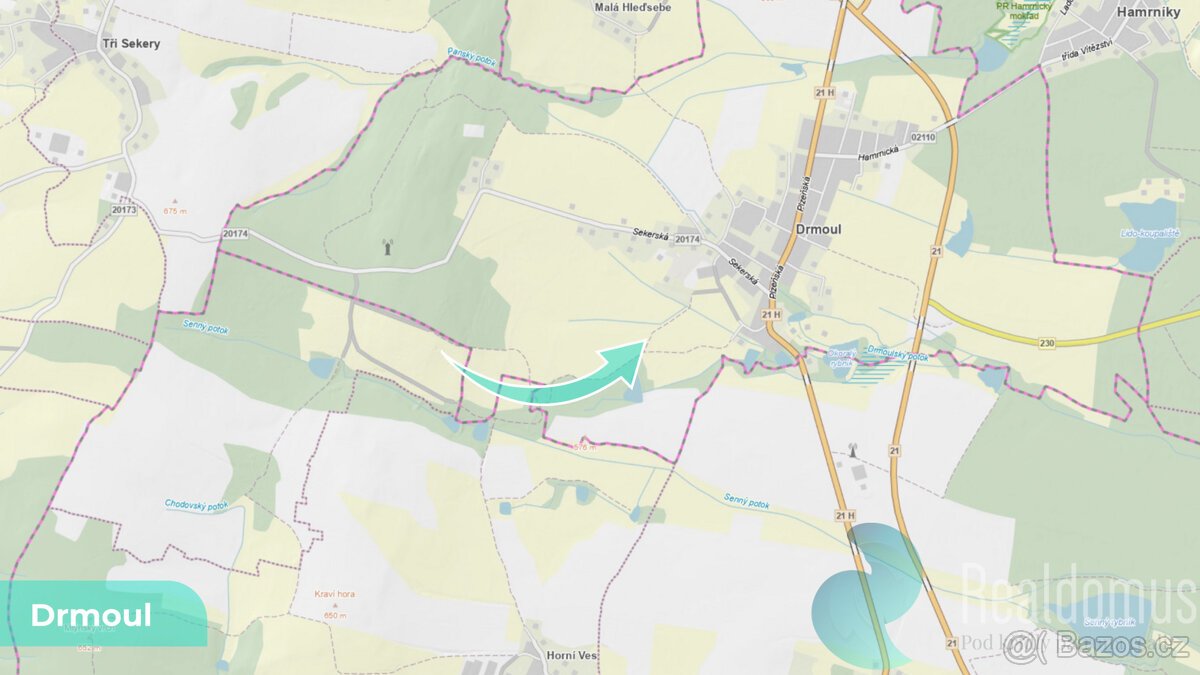 Trvalý travní porost u Drmoulu – 12559 m² (okr. Cheb)