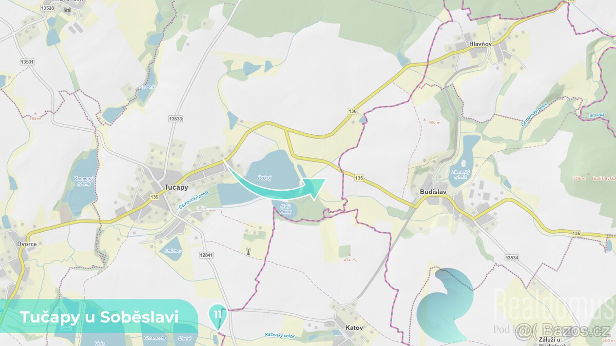Zemědělská půda 11561 m² – Tučapy u Soběslavi, okres Tábor (