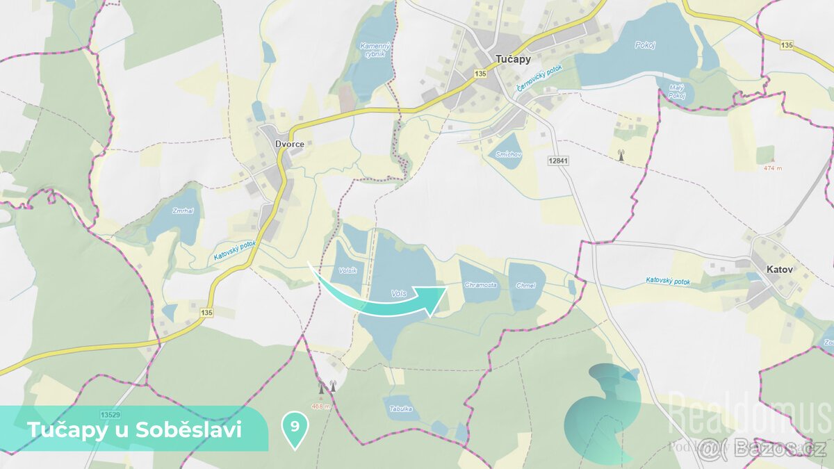 Zemědělská půda 11561 m² – Tučapy u Soběslavi, okres Tábor (