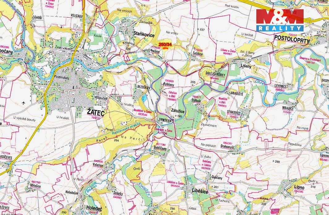 Prodej pole, 6300 m², Staňkovice-Tvršice
