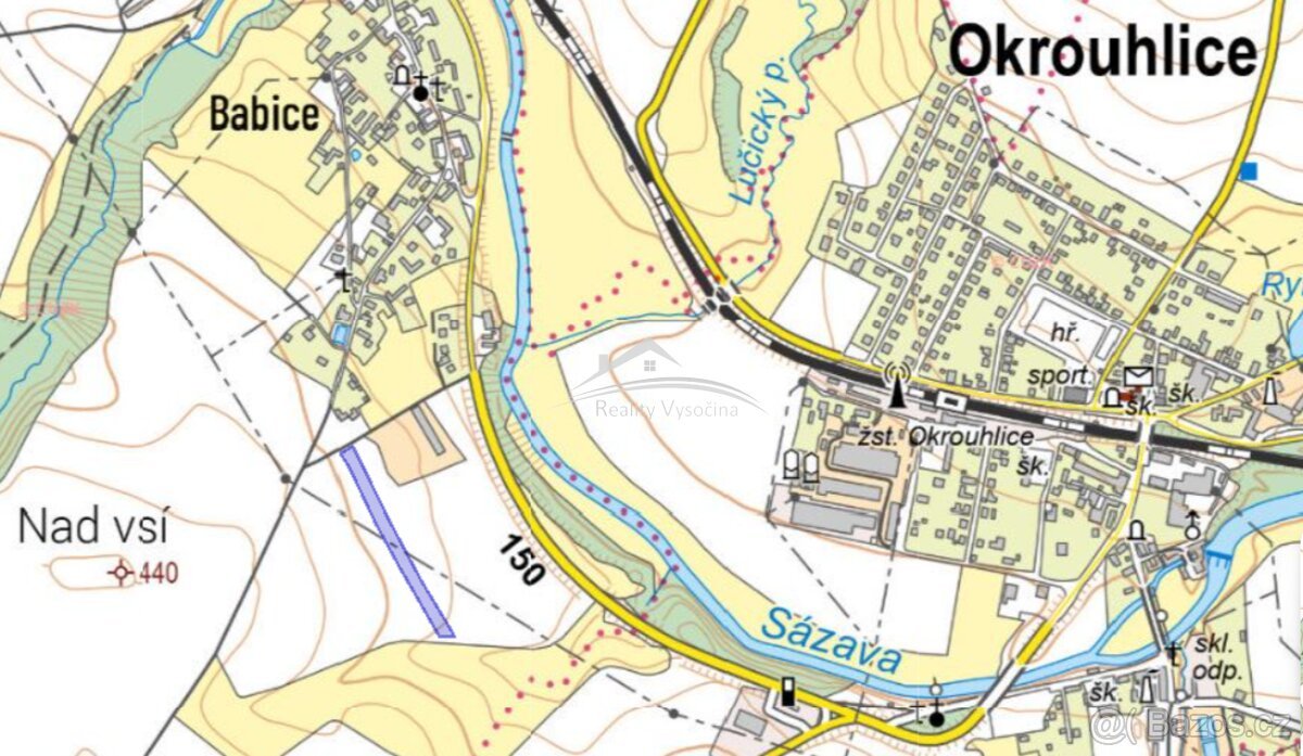 Prodej komerčního pozemku 1 723 m2, Okrouhlice - Babice
