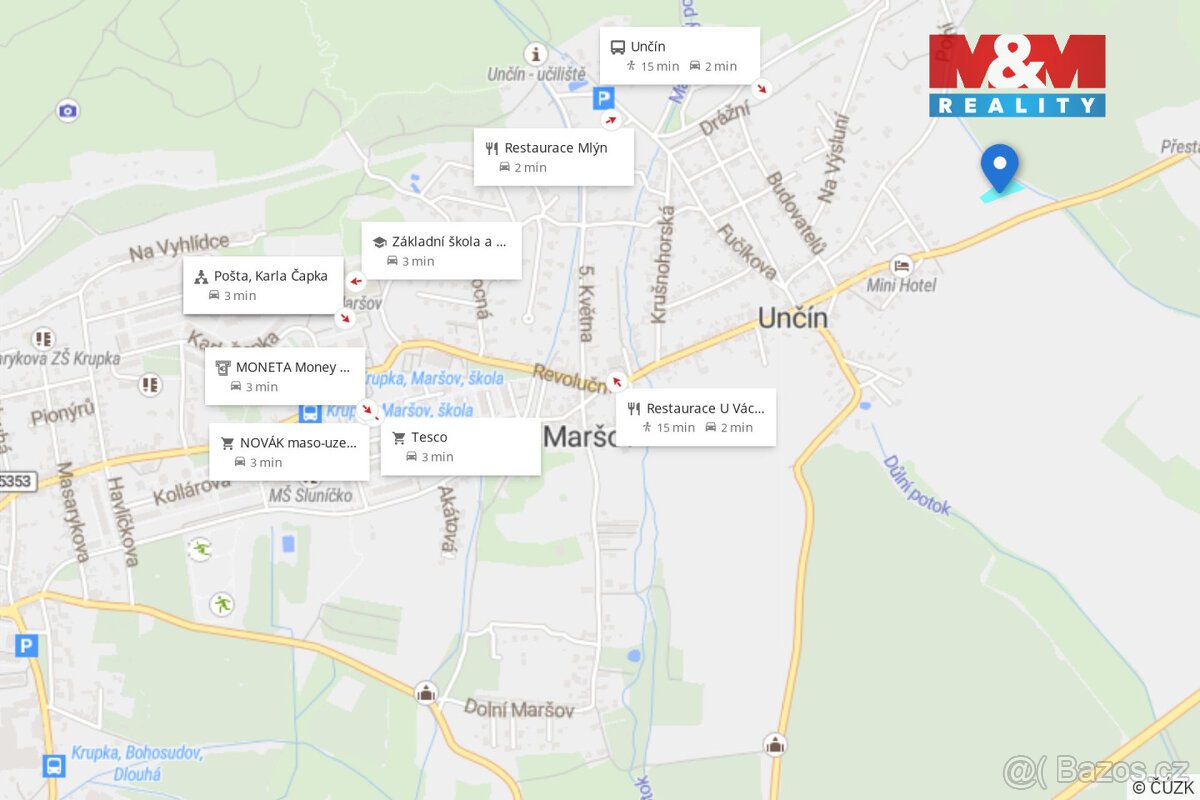 Prodej pozemku k bydlení, 2028 m², Krupka - Unčín