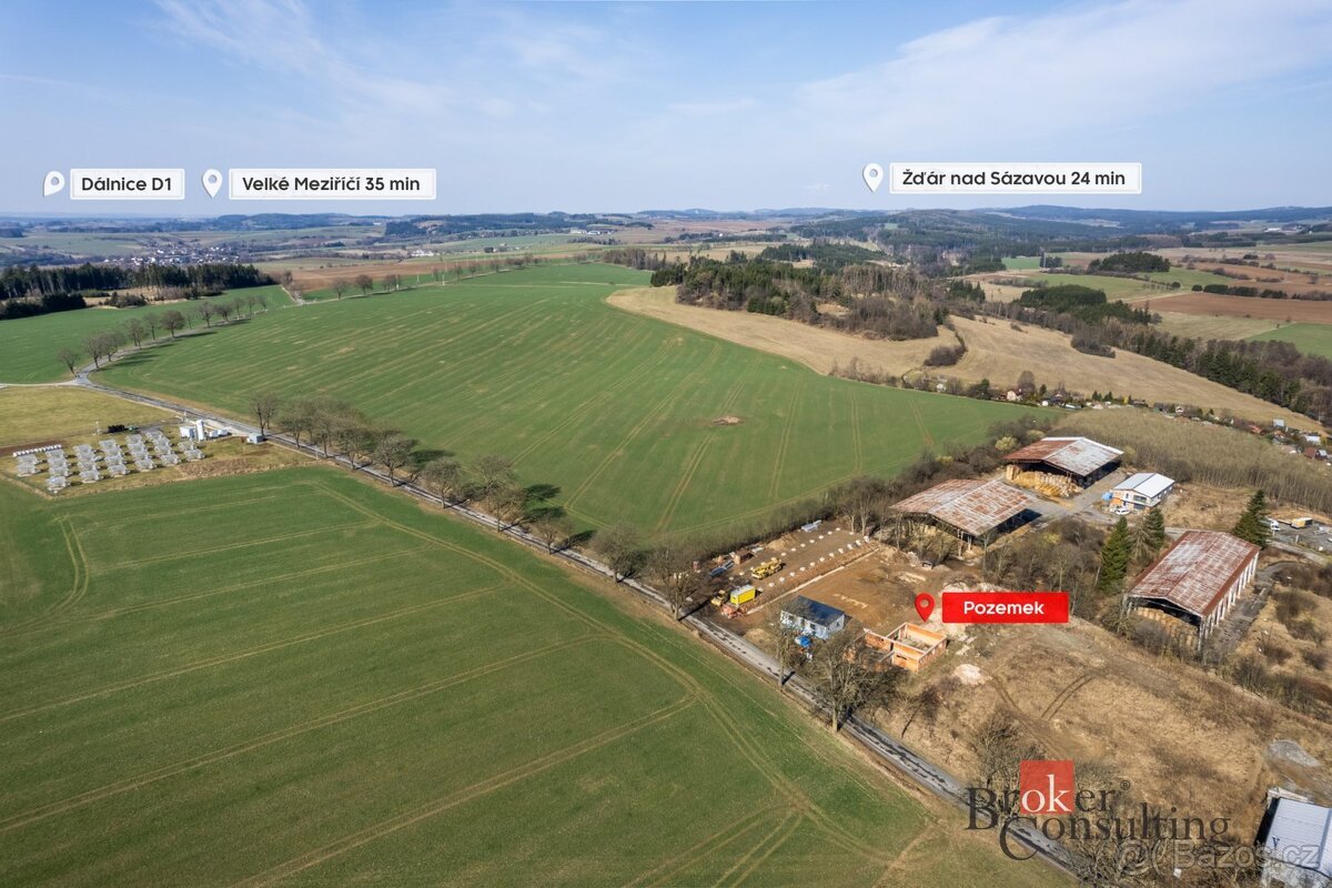 Prodej, pozemky/komerční, 1500 m2, Domanínek, Bystřice nad P