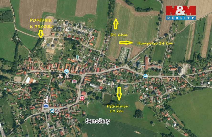 Prodej pozemku k bydlení, 653 m², Senožaty