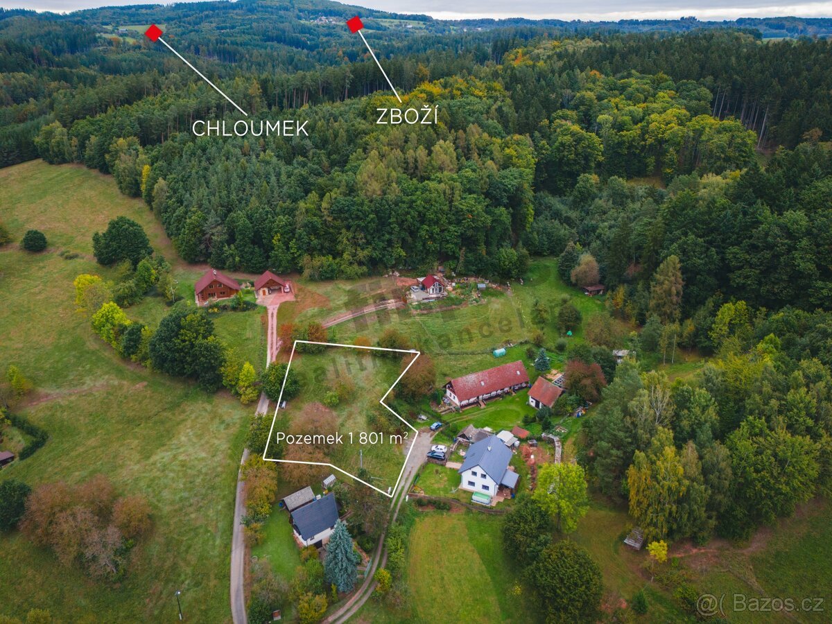 Prodej stavebního pozemku 1801 m2 v obci Radim, Tužín, okr. 