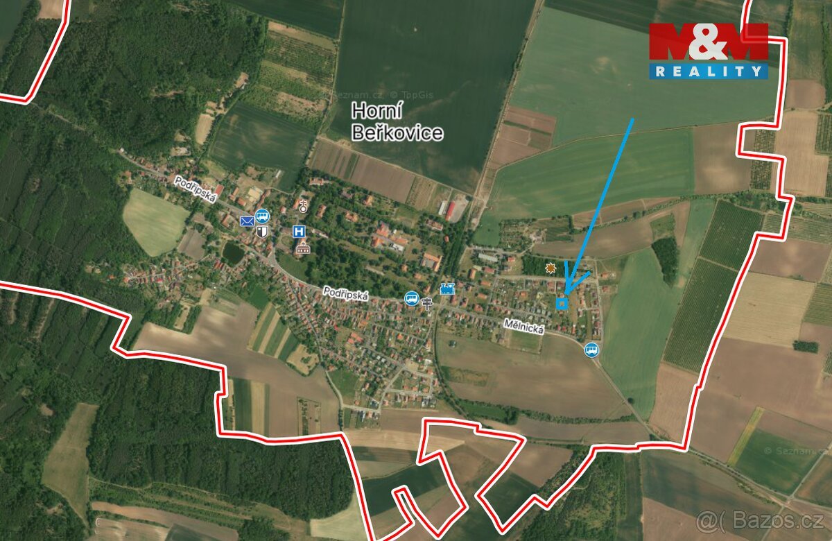 Prodej pozemku k bydlení, 996 m², Horní Beřkovice