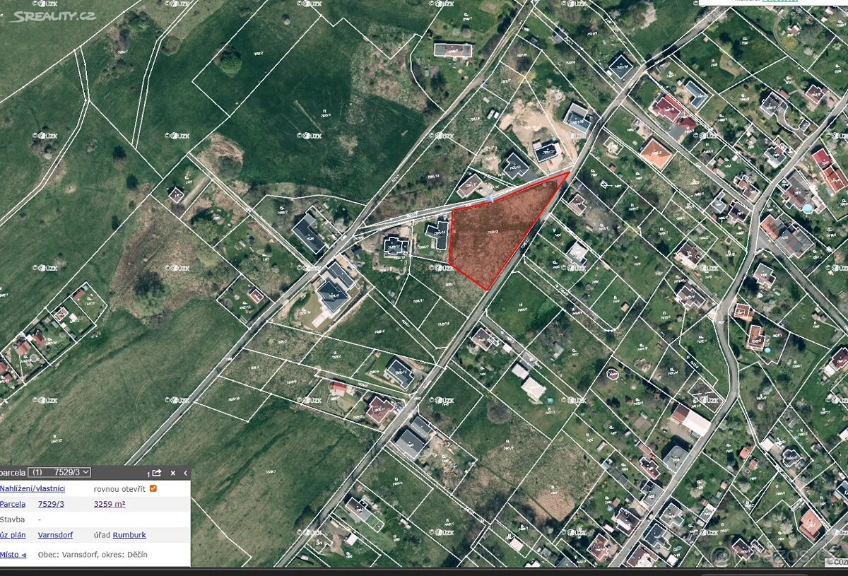 Prodej stavebního pozemku 3259 m² Štursova, Varnsdorf