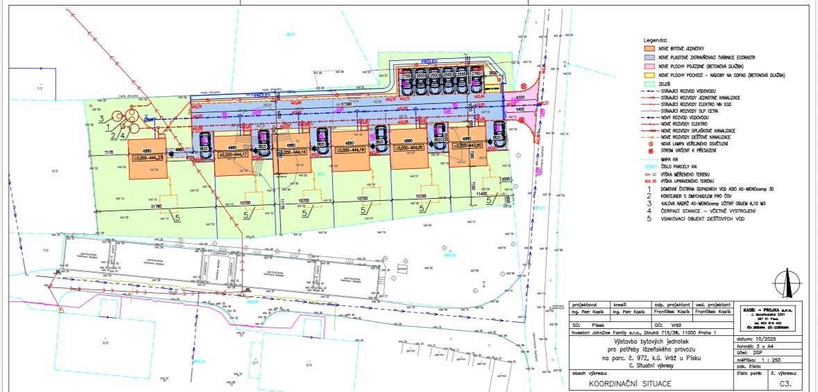 Pozemek s projektem, 6 domů 50 m2