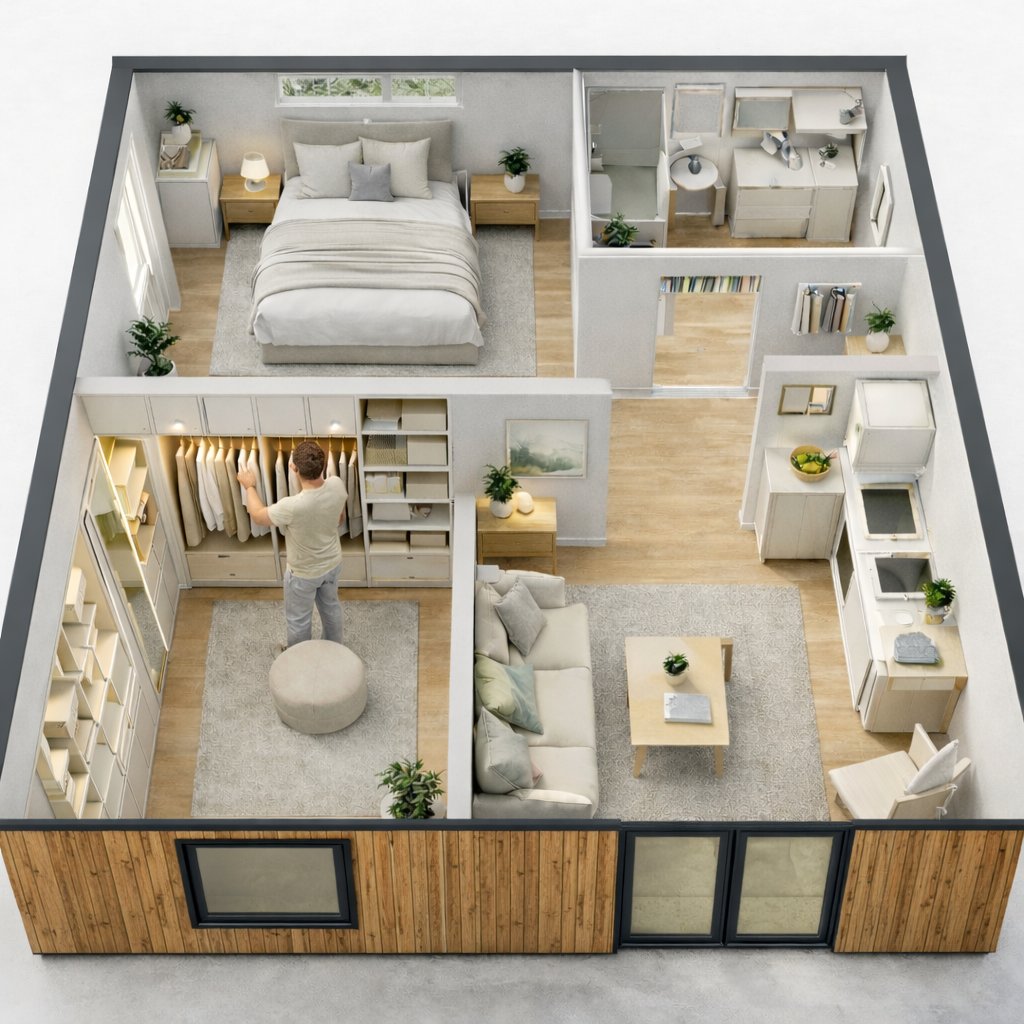 Pozemek s projektem, 6 domů 50 m2