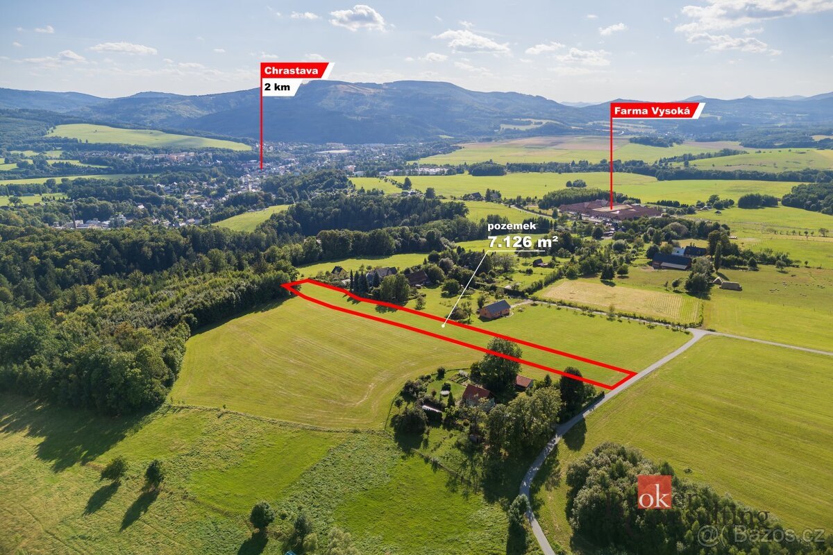 Prodej, pozemky/louka, 7126 m2, Horní Chrastava 11, 46331 Ch