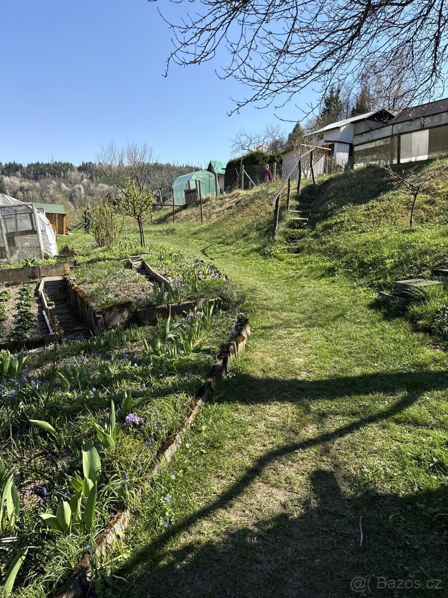 Prodej zahrady s dřevěnou chatkou, CP 357 m2, Vsetín, Amerik