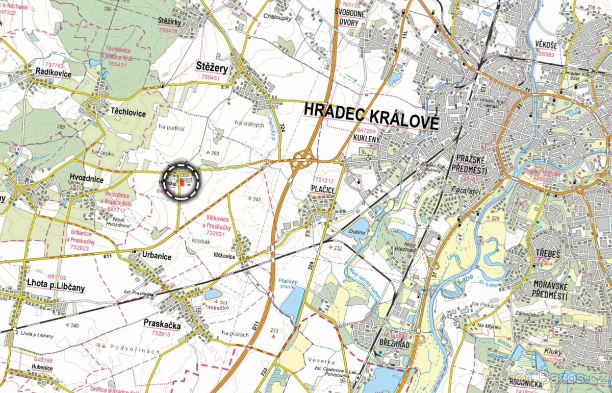 Pozemek, bydlení, prodej, Hřibsko, Stěžery, Hradec Králové