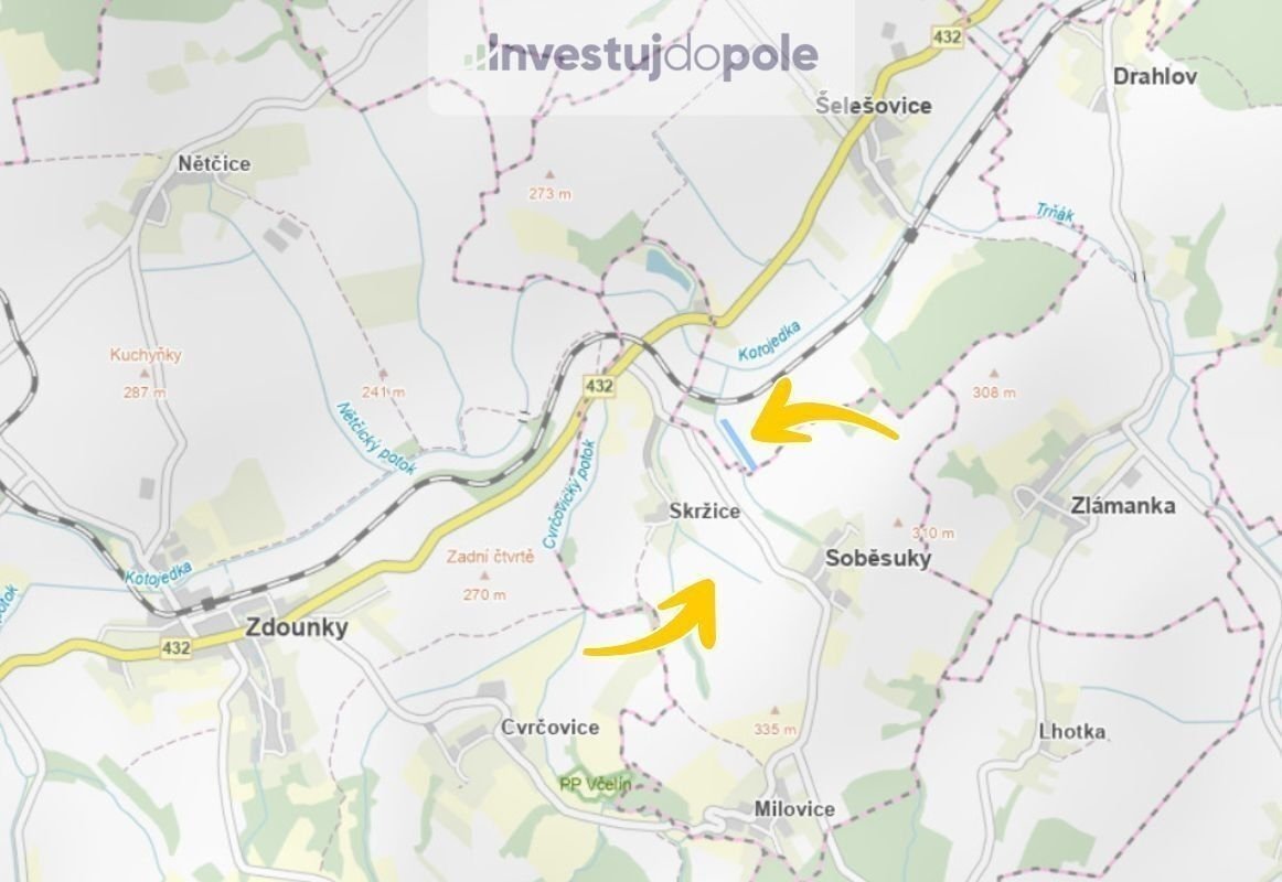Prodej podílu 1/6 pole 1 997 m², Šelešovice