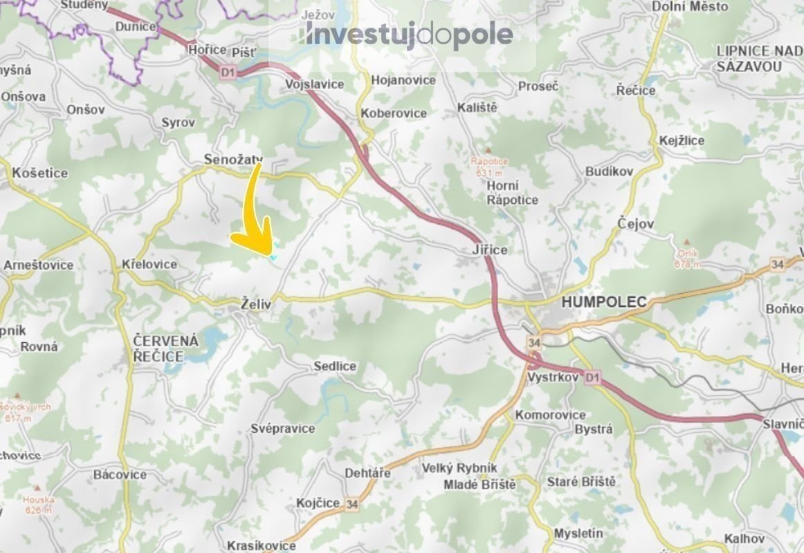 Prodej podílu 1/8 pole 3 048 m², Želiv - Vitice