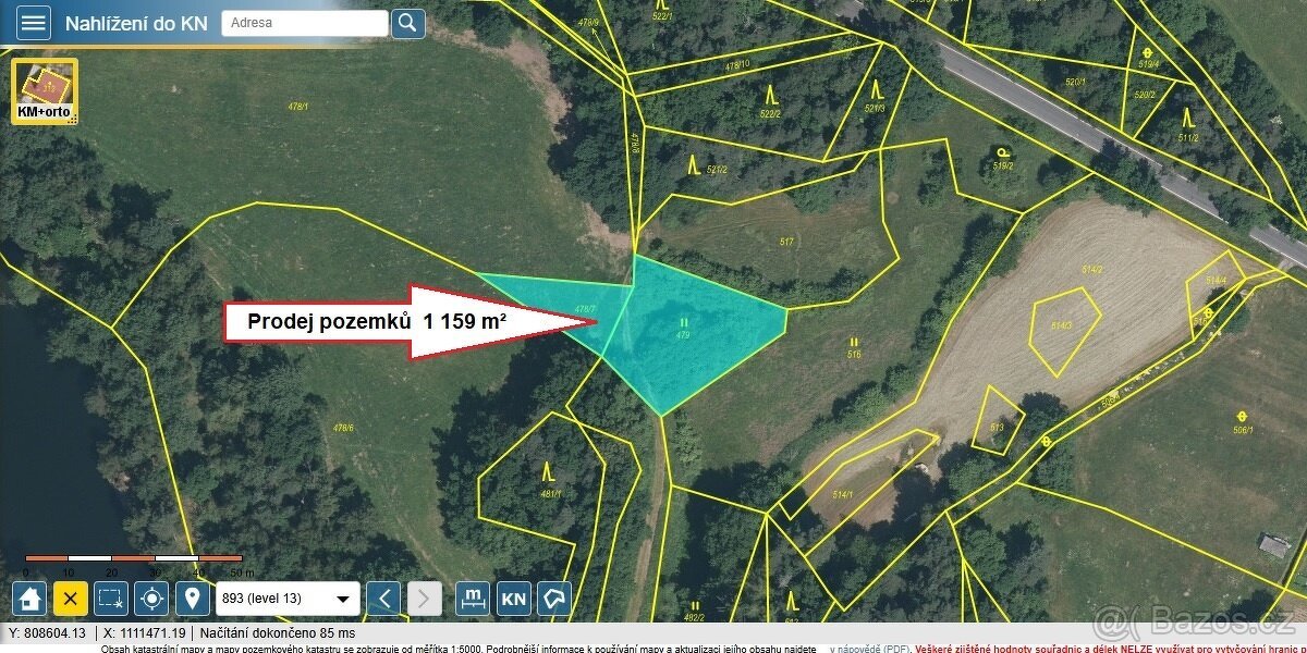 Menší pozemek 1159 m² kousek od Klatov