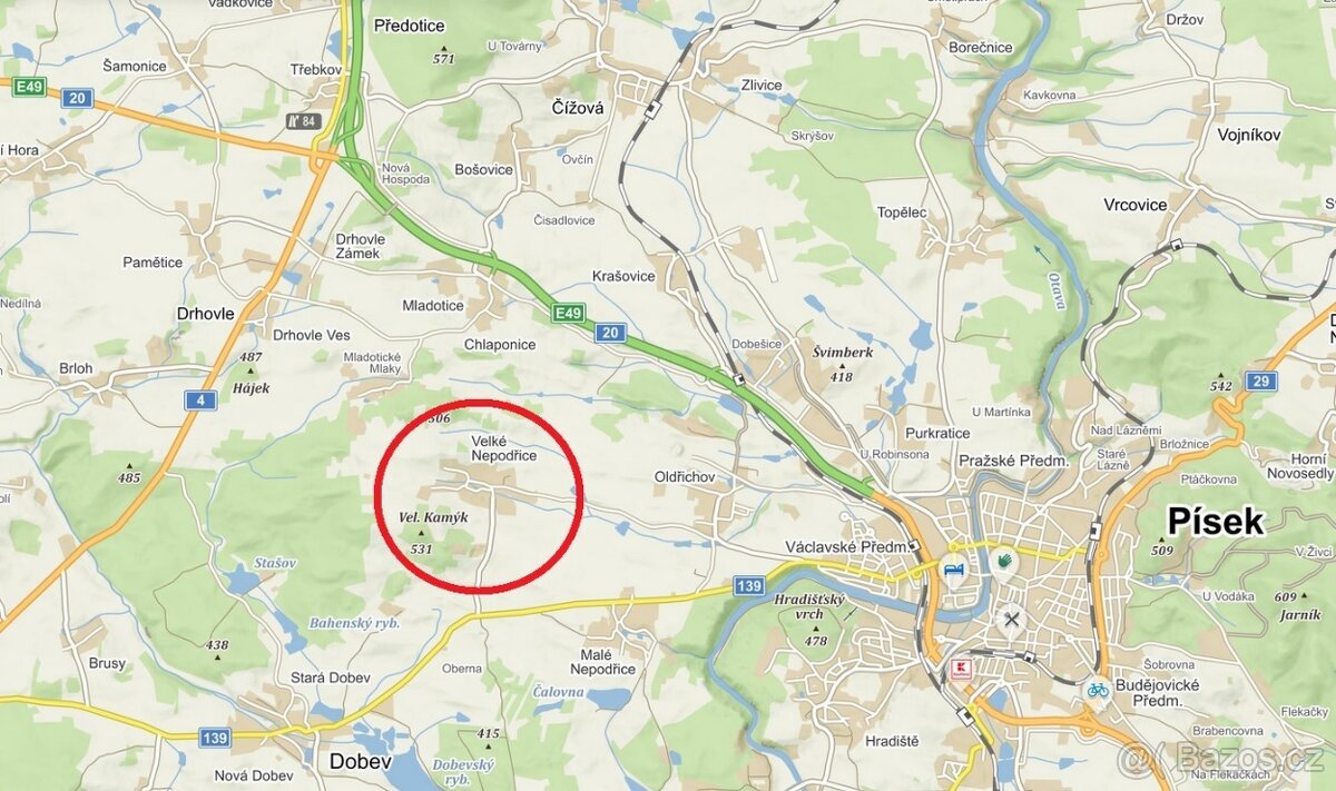 Stavební pozemek Písek,Velké Nepodřice