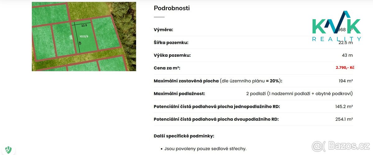 Prodej stavebního pozemku o výměře 968 m2, Ostrov - Květnová