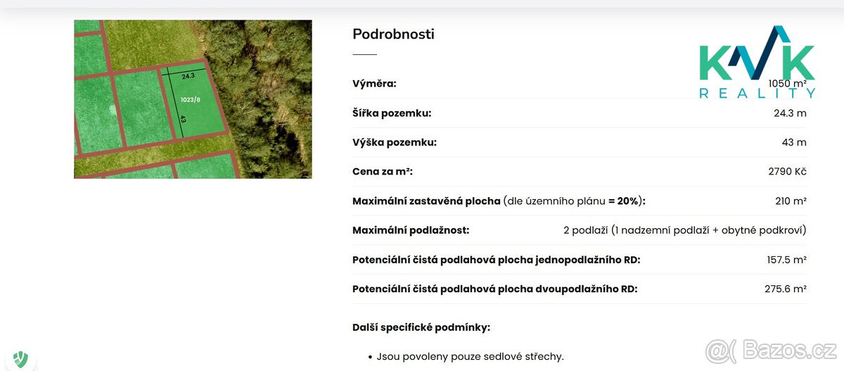 Prodej stavebního pozemku o výměře 1.050 m2, Ostrov - Květno