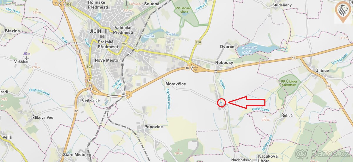 Stavební pozemek v klidné části Jičína – Robousy, 1 025 m²