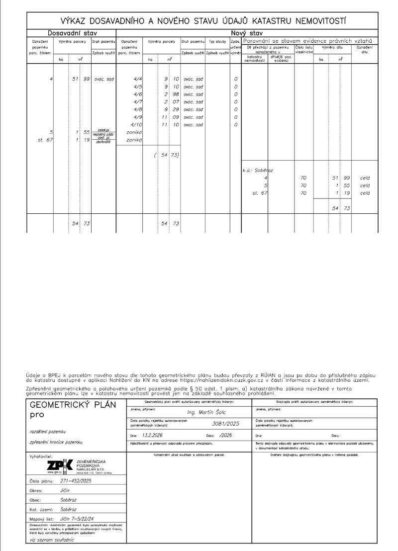 Prodej 5 stavebních pozemků - 5266m2