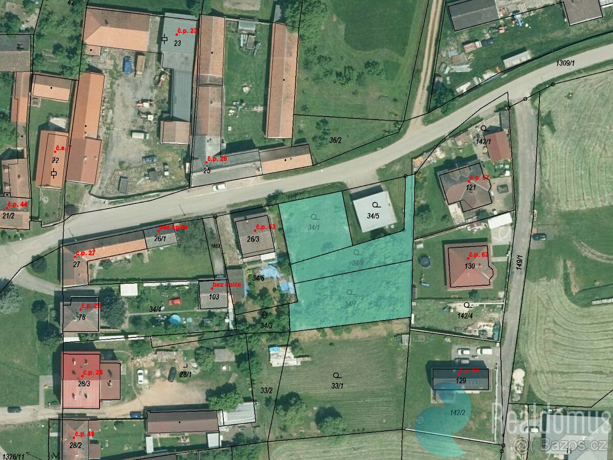 Prodej, stavební pozemek, 1.303 m2, Radošovice u Českých Bud