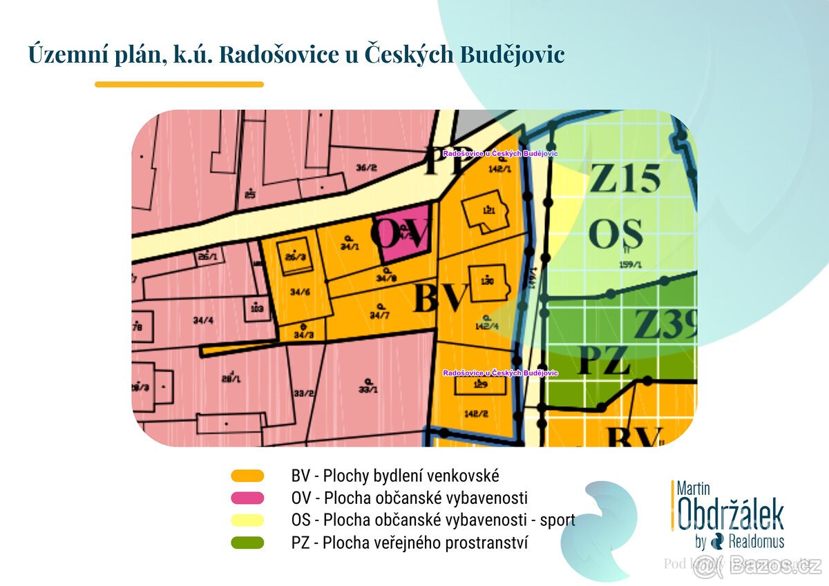 Prodej, stavební pozemek, 1.303 m2, Radošovice u Českých Bud