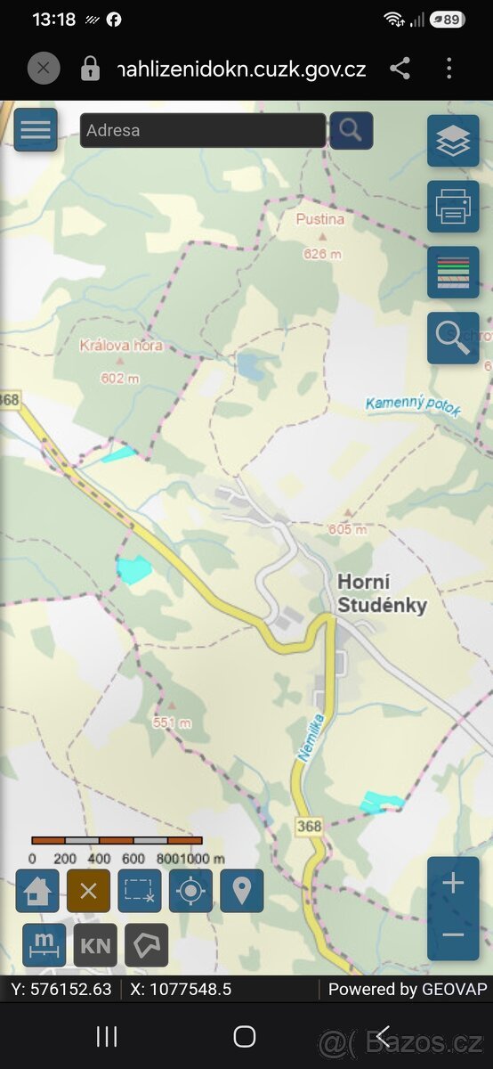 Prodej pozemku Horní Studénky