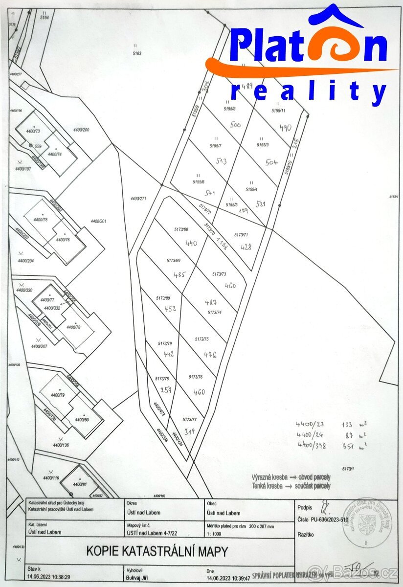 Prodej pozemkových parcel, UL - Stříbrníky