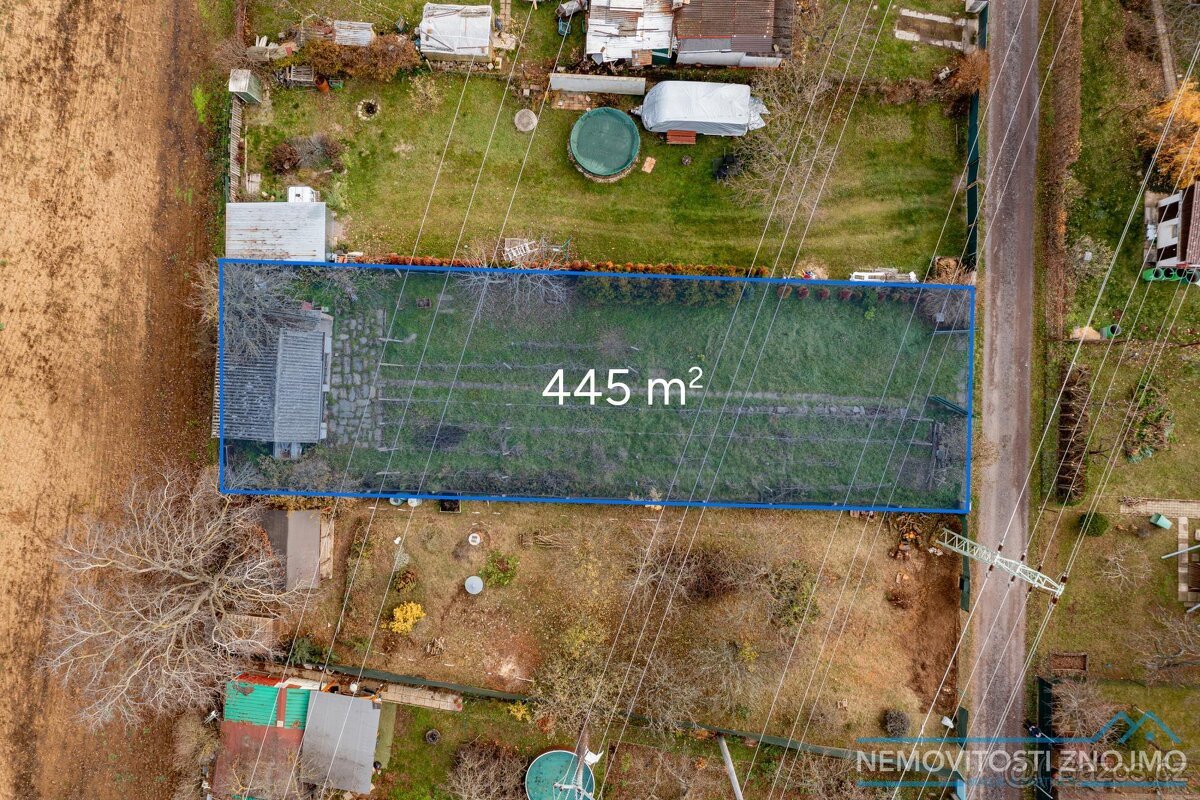 Prodej zahrady s již vystavěnou chatkou o výměře 31m2, k.ú. 