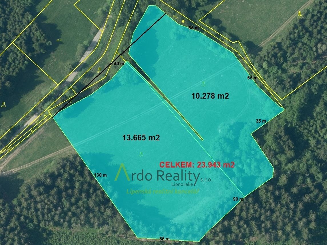 Prodej louky o celkové výměře 23 943 m2 nedaleko Frýdavy