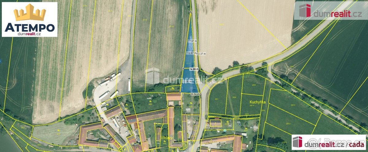 K prodeji, stavební pozemek o celkové výměře 1.318 m2, obec 