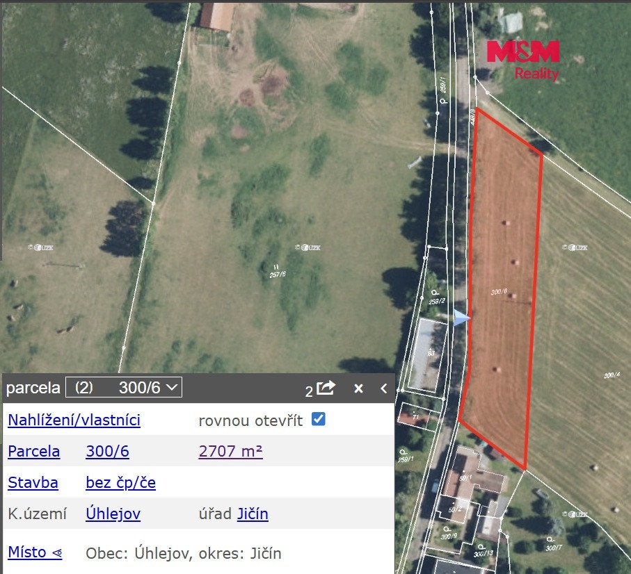 Prodej pozemku k bydlení, 1354 m², Úhlejov