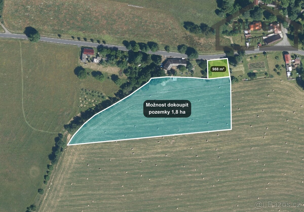 Stavební pozemek 988 m² (s možností dokoupit 1,8 ha), Lestko