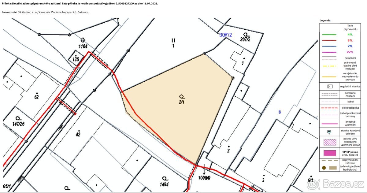 Prodej stavebního pozemku 1 477 m² – Šašovice u Želetavy