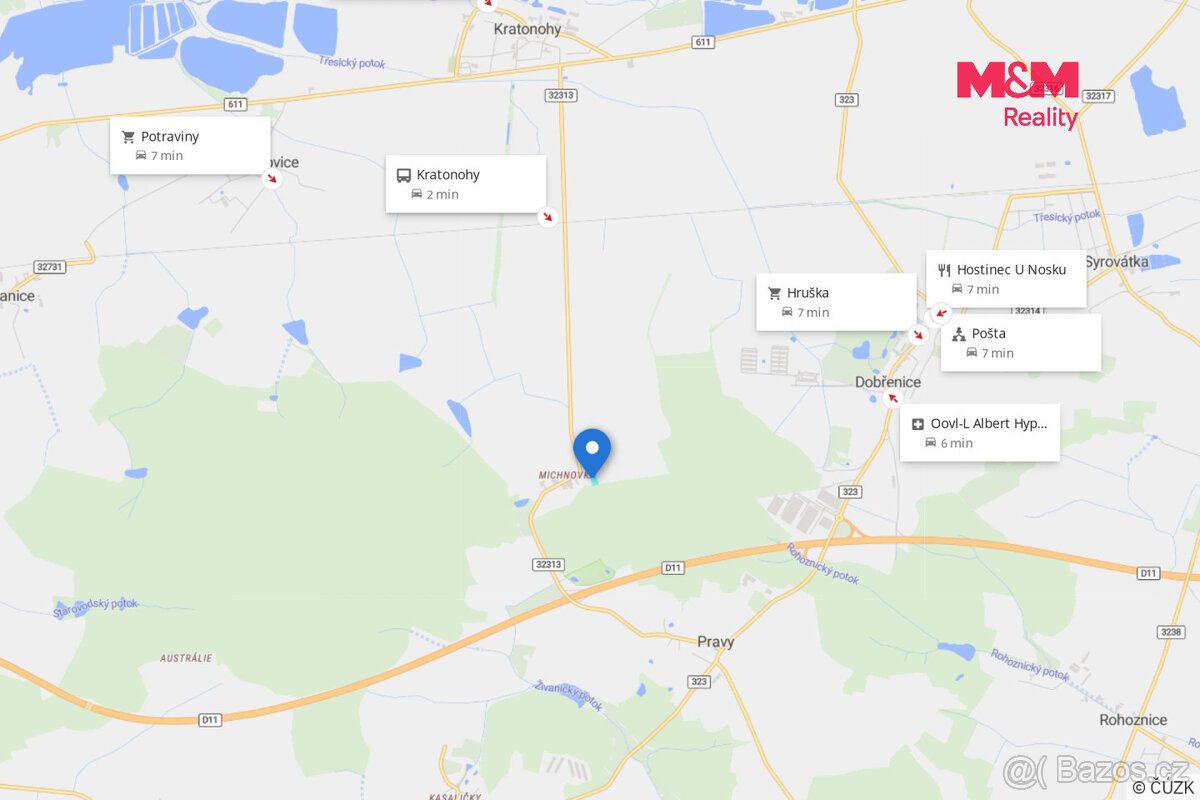 Prodej pozemku k bydlení, 4869 m², Michnovka - Kratonohy
