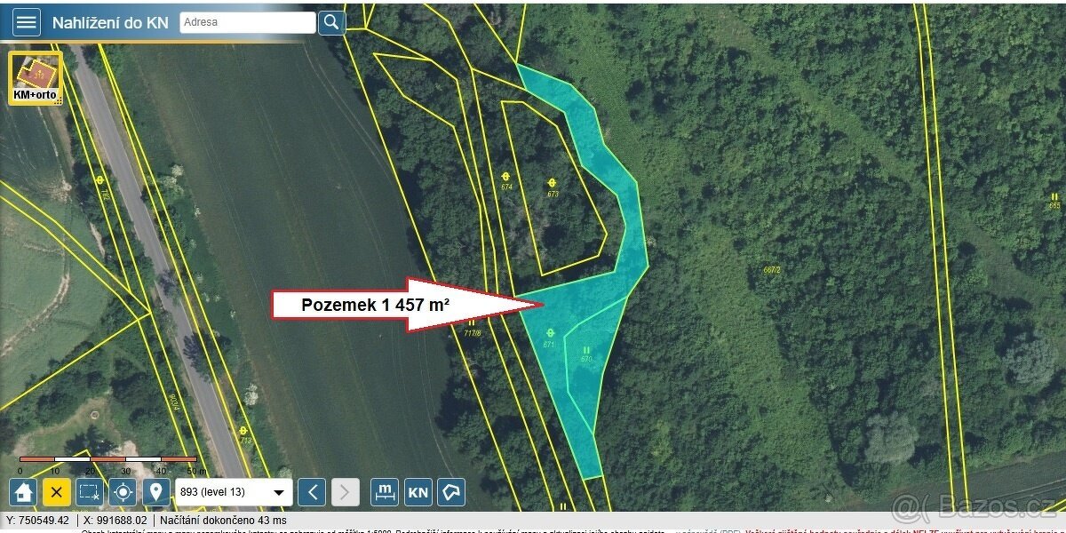 Pozemek 1 457 m², v Zahořanech u Litoměřic