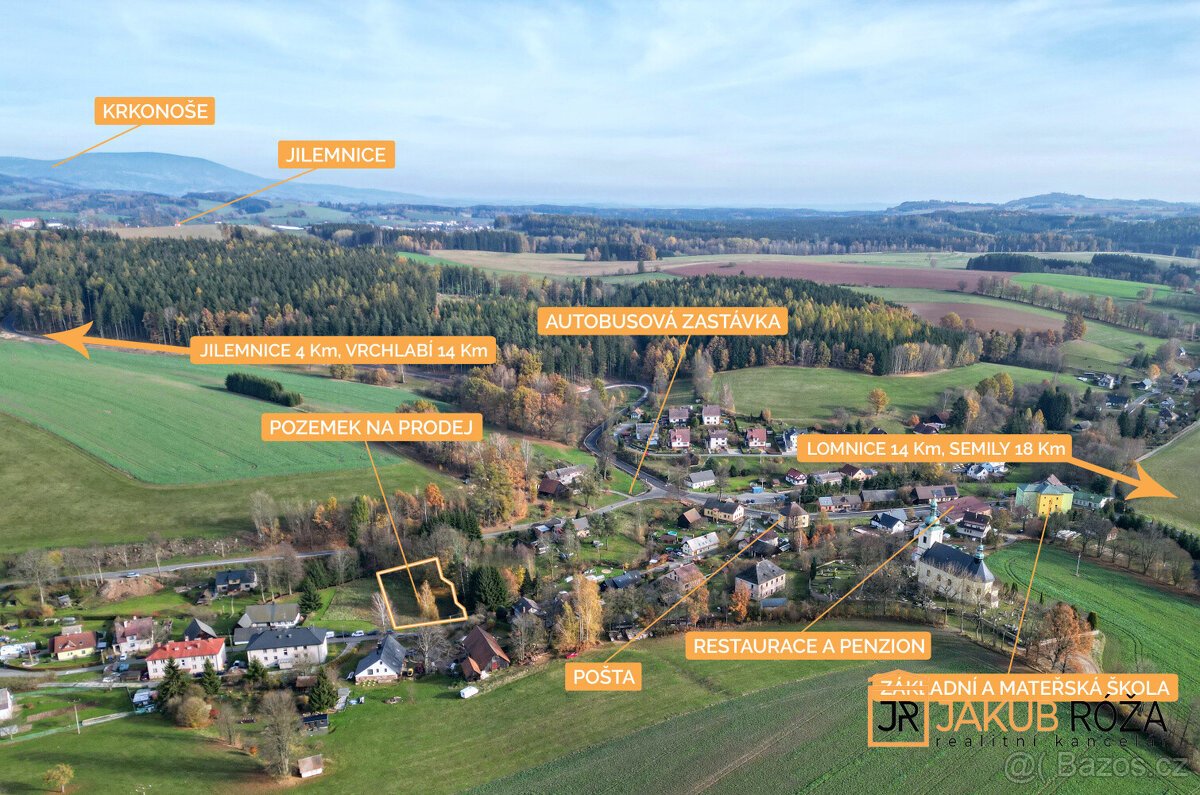 Prodej stavebního pozemku 1.989 m2 Mříčná