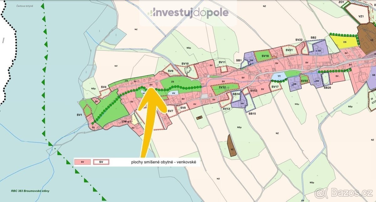 Prodej podílu 1/2 stavebního pozemku 1 629 m², Martínkovice