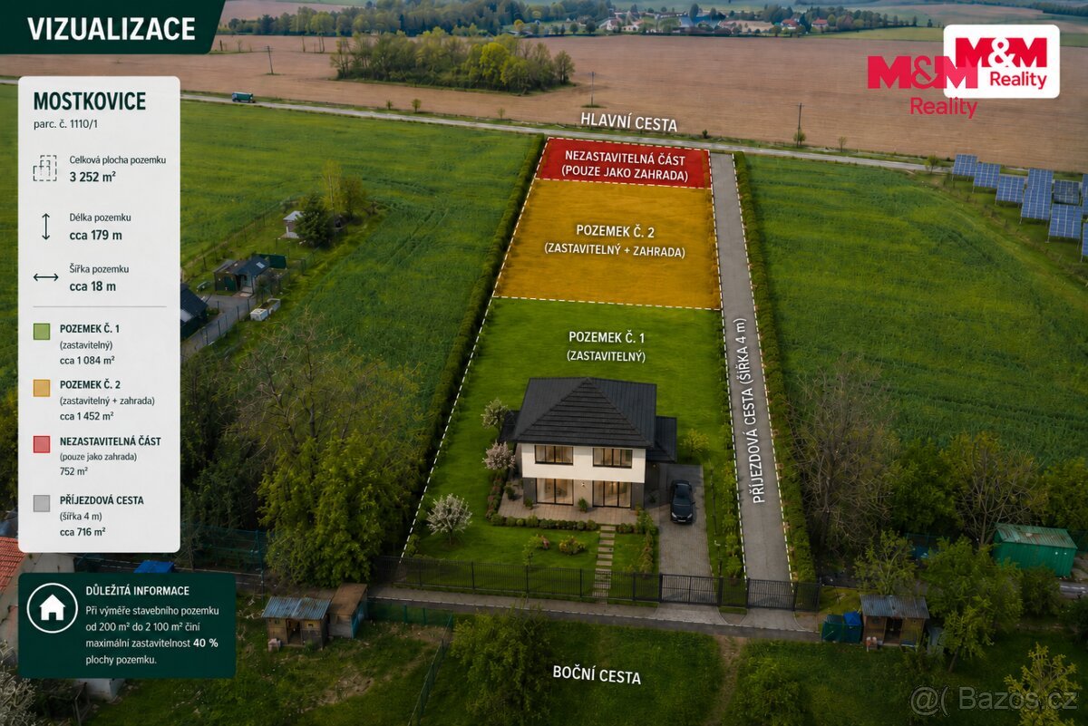 Prodej pozemku k bydlení, 1448 m², Mostkovice