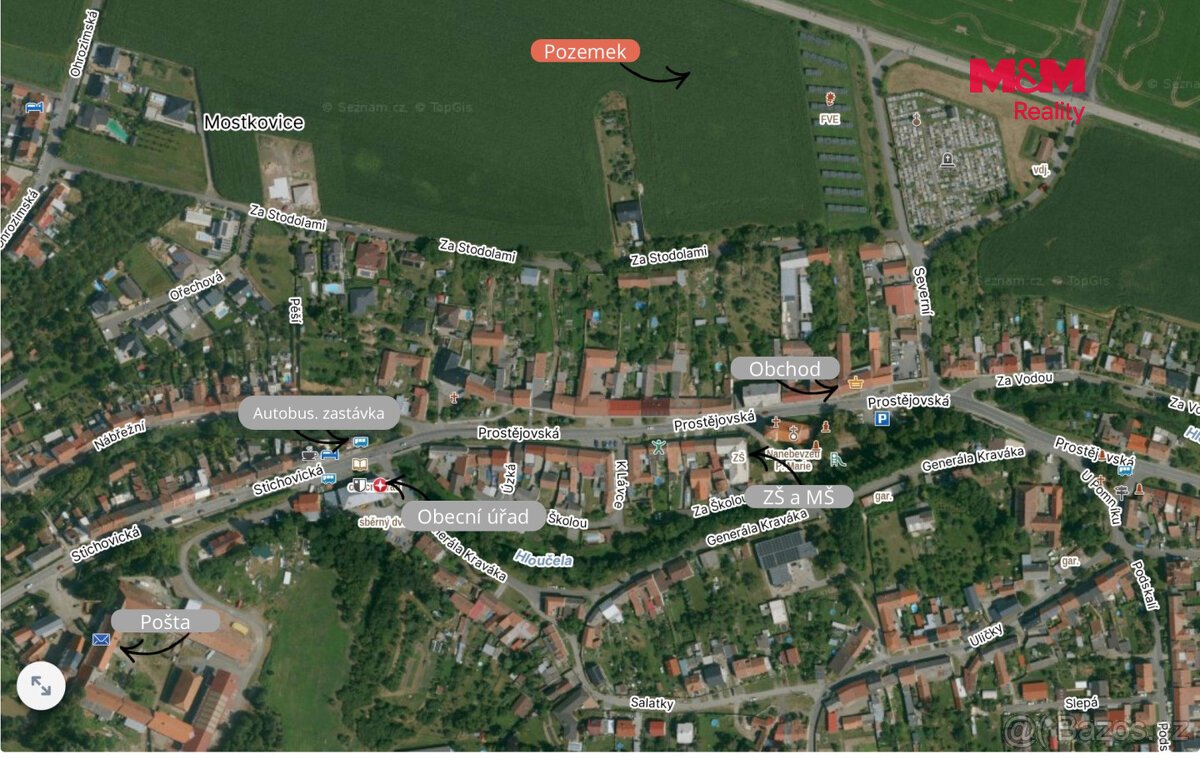 Prodej pozemku k bydlení, 1448 m², Mostkovice