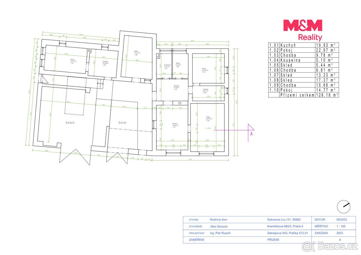 Prodej pozemku k bydlení, 1032 m², Sebranice