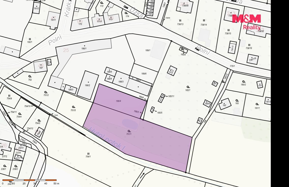 Prodej pozemku k bydlení, 4112 m², Otvice, ul. Polní