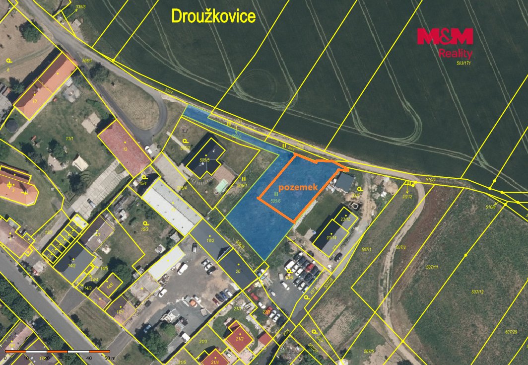 Prodej pozemku k bydlení, 832 m², Droužkovice