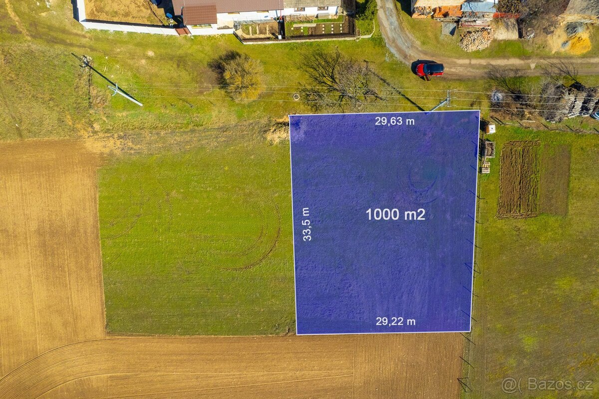Ideální pozemek pro bungalov 1 000 m² – Jedov u Náměště