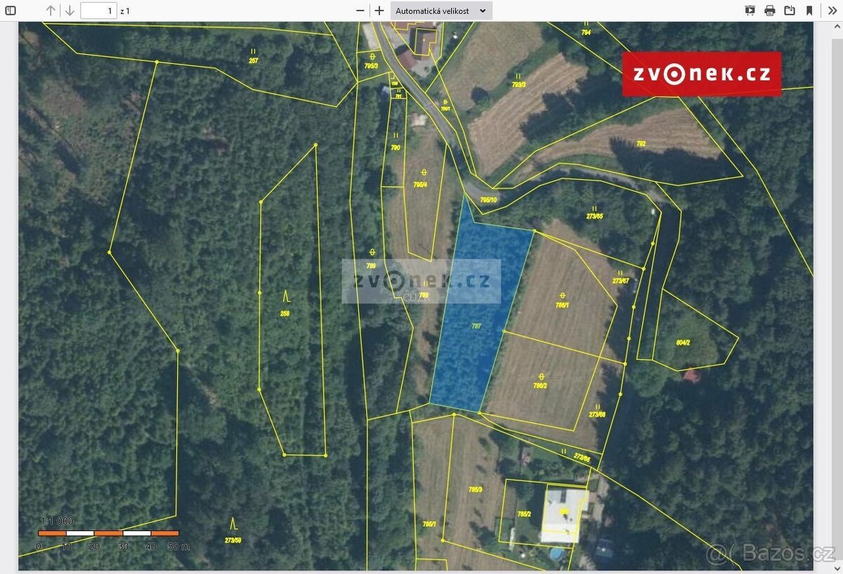 Prodej stavebního pozemku 1 579 m², Bystřička, ev.č. 658666