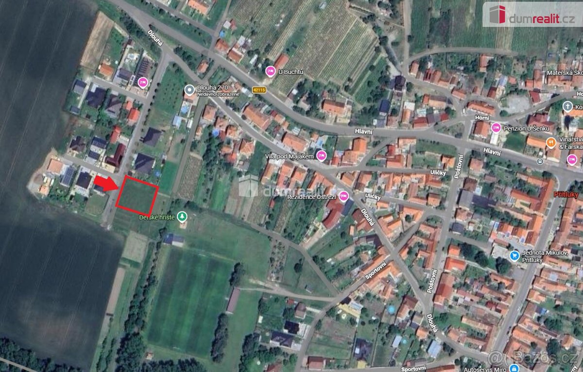 Stavební pozemek 1.269m2, Přítluky