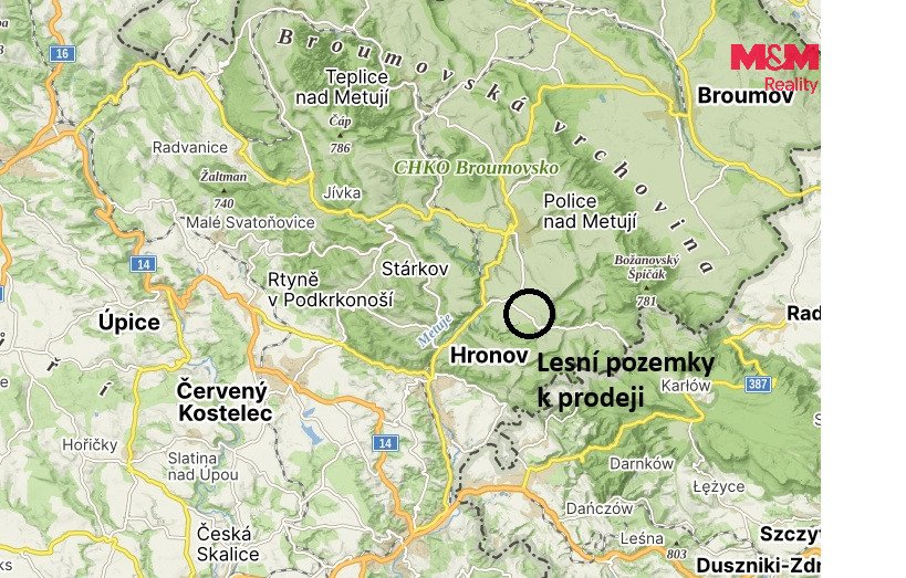 Prodej lesních pozemků a louky, 26 000 m², Hronov