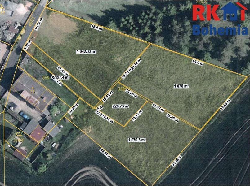 Prodej, stavební pozemek 1050 m2, Plazy - část Valy, Mladá B