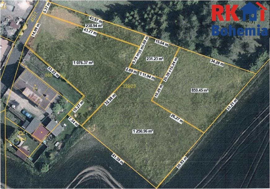 Prodej, stavební pozemek 1050 m2, Plazy - část Valy, Mladá B